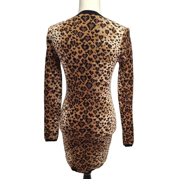 RED VALENTINO Leopard Print Long Sleeve Sweater Dress Women's M Wool Silk Blend - Picture 4 of 13